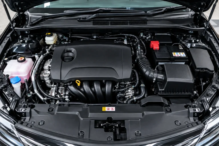 Clean detailed engine bay with the hood open